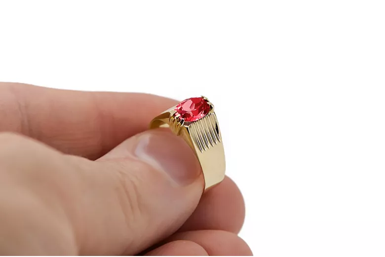 Пръстен Винтидж крафт Ruby 14K жълто злато vrc007y-rb Art Deco СССР съветски руски стил